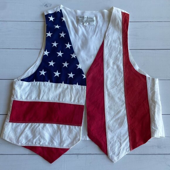 Vintage 1993 Limited Edition, LTD. San Francisco USA American Flag Vest - Size L - Picture 2 of 8